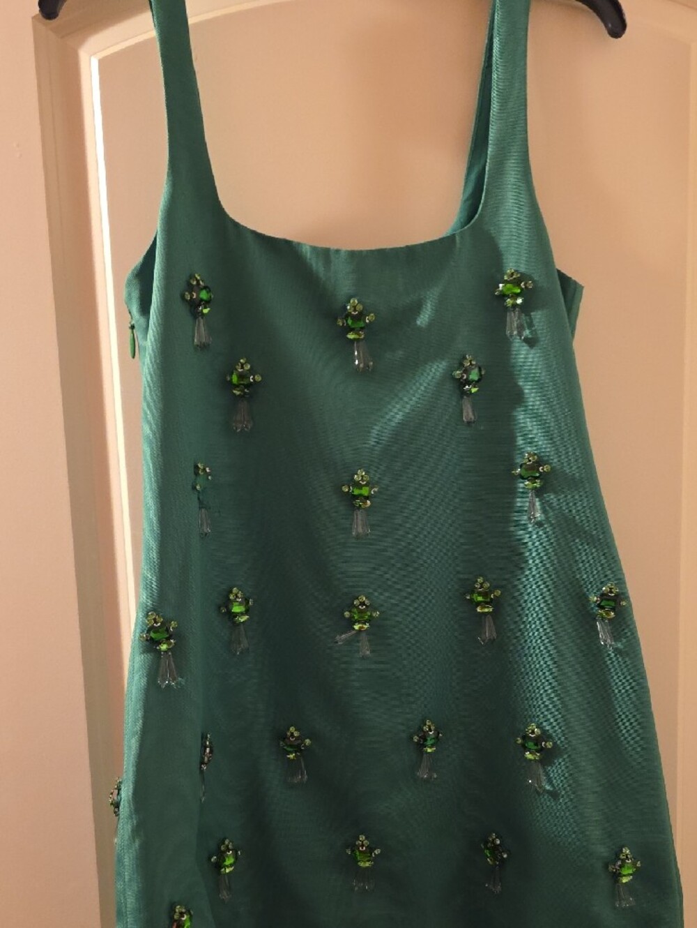 ANTONIO MELANI Green Embellished Square-Neck Mini Dress - Picture 14 of 16